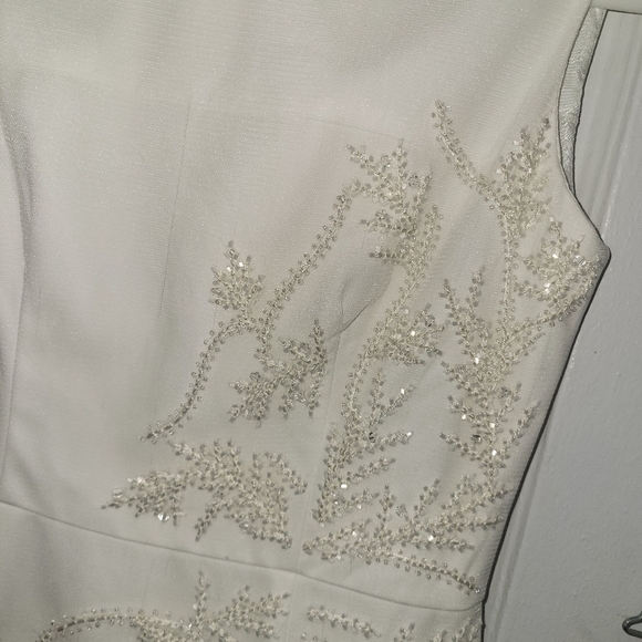 Miri Couture White Bridal Sheath Mini Dress Size Small Wedding Bridal Shower - Picture 3 of 10